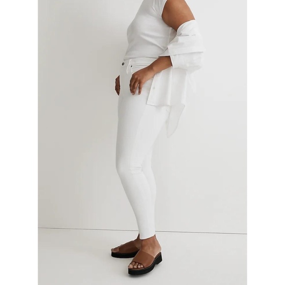 ❤️ NWT Madewell 9" Mid-Rise Skinny Crop Jeans in Pure White - Size 32 - Picture 4 of 11